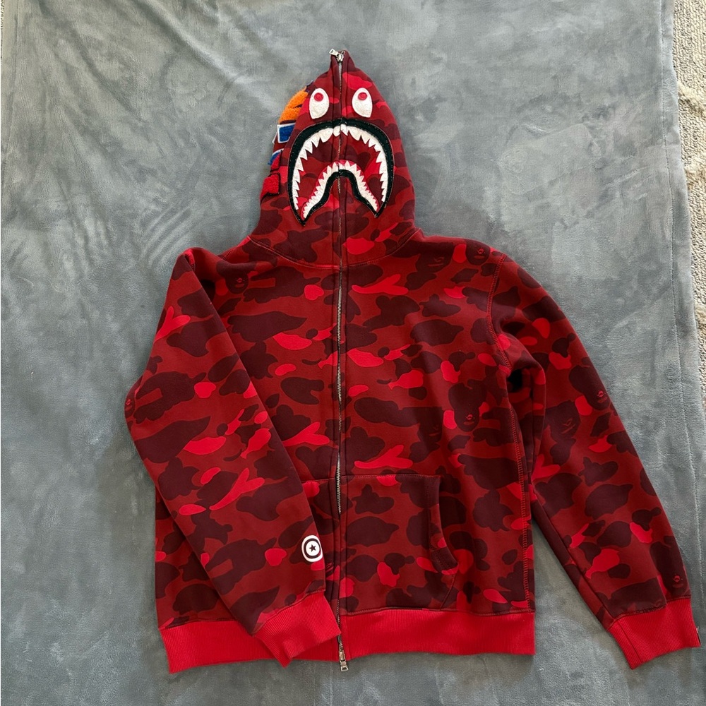 A Bathing Ape red shark hoodie